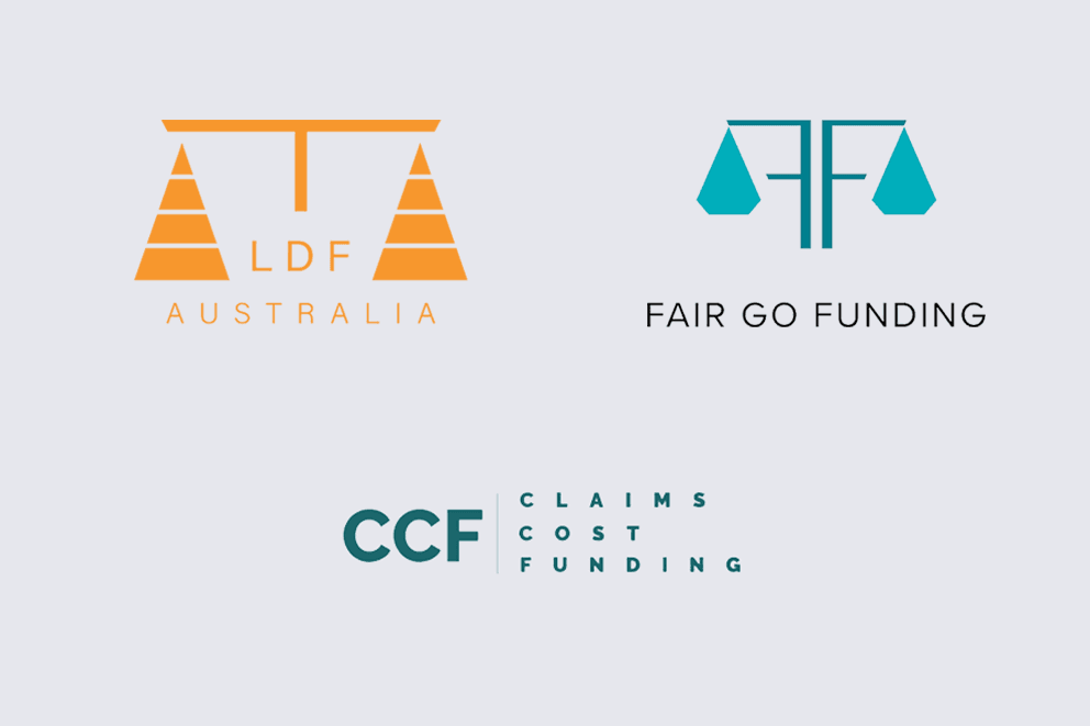 Three logos LDF Australia, Fair go Funding, CCF Claims cost funding.